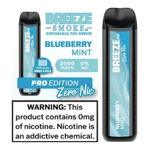 Breeze Pro ZERO 0% Edition Disposable Vape Device - Blueberry Mint